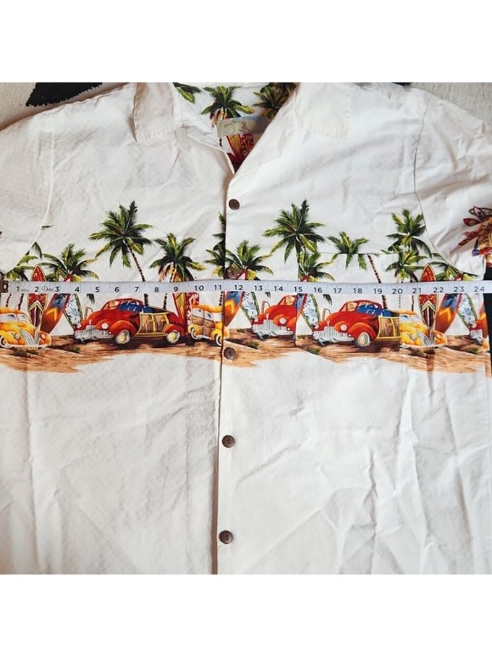 HIGH SURF, Tropical Hawaiian Surfing Palm Trees, Print Men's Vacation Shirt 2X - Picture 6 of 8